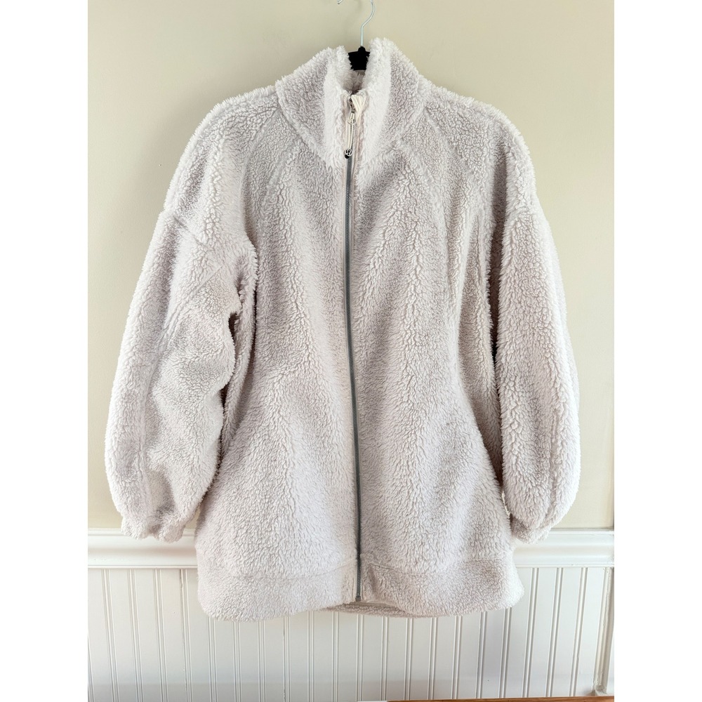 Lululemon Long Textured Fleece Jacket White Opal Oversized W3EOWS M/L